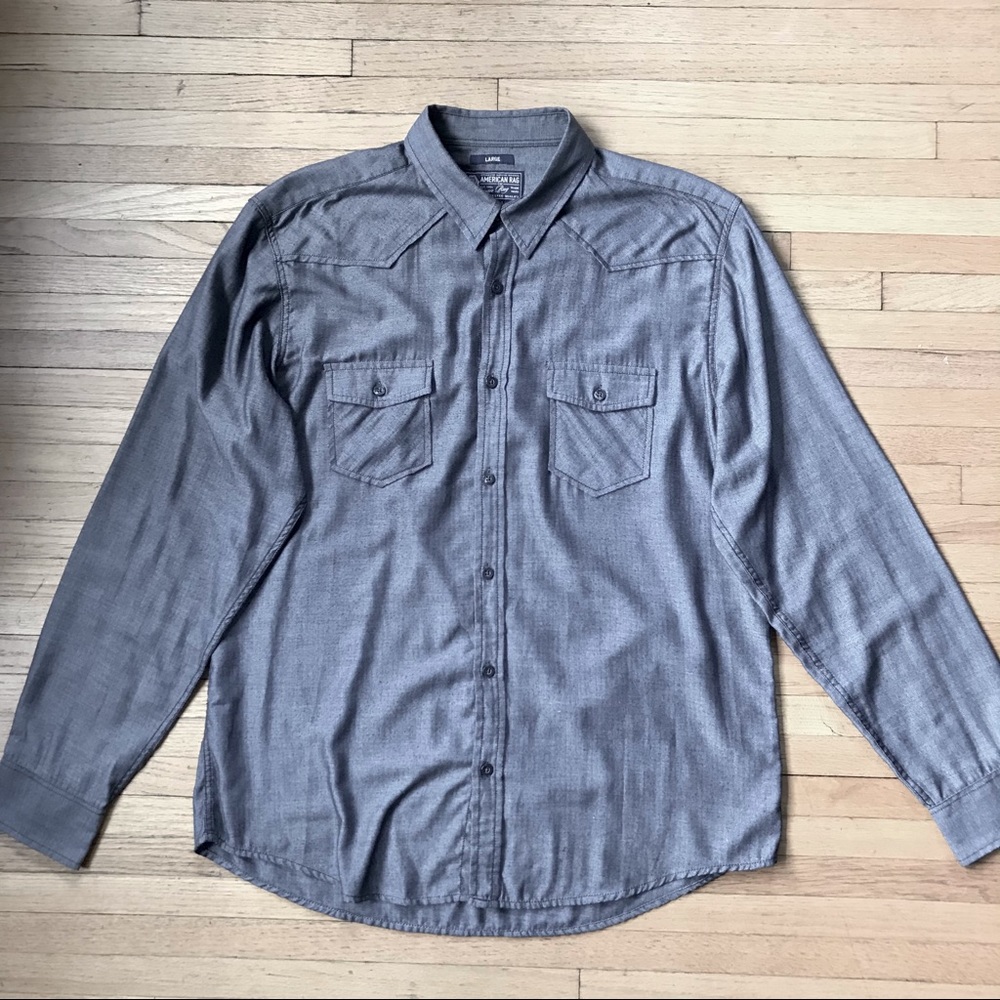 American Rag Western Button-Up in Grey, Size L